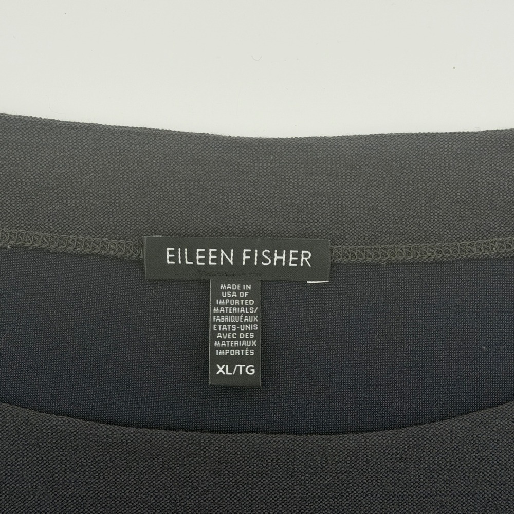 Eileen Fisher Womens XL Black Viscose Blend 3/4 Sleeve Boat Neck Tunic Top S19TL - Picture 3 of 5